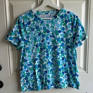 J. Crew Vintage Cotton Short Sleeve Tee in Blueberry Print Size M WITH FLAW